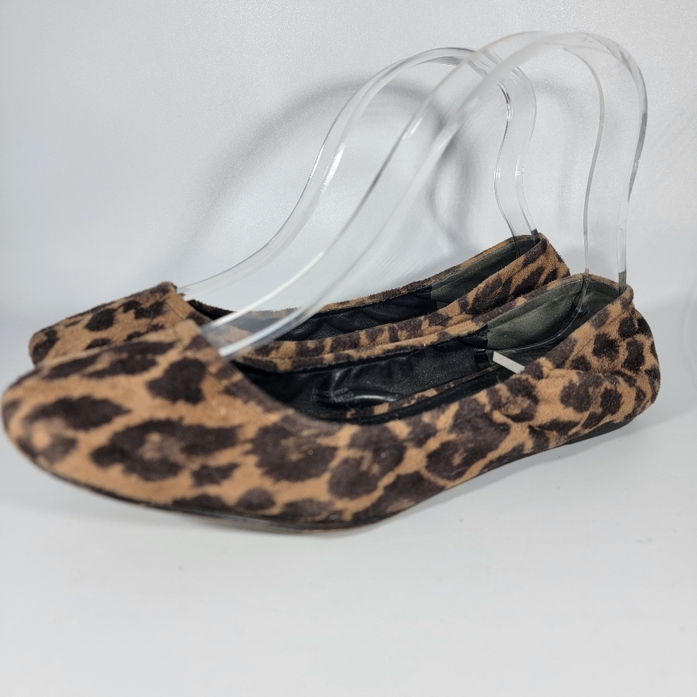 VERA WANG Lavender Lillian Ballerina Flats Ret $195 Black Leopard Print Size 8